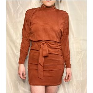 Boohoo orange turtleneck dress
